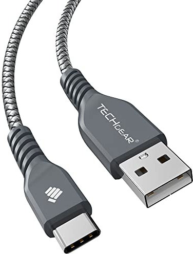 TECHGEAR Câble USB C 1 mètre Tressé Résistant pour Appareils USB Type C, Samsung S22 S21 FE/Plus/Ultra S20 FE, Samsung A12, A52 5G, A22 5G, A13, Huawei P40, Xiaomi Note 10/11/Pro, Realme 8, Pixel 6