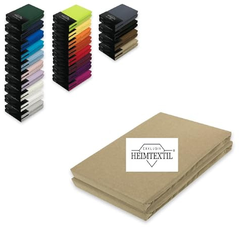 EXKLUSIV HEIMTEXTIL Jersey Spannbettlaken Marke Doppelpack 120 x 200 cm 100% Baumwolle, Öko - Tex Zertifiziert, Markenqualität, Matratzenhöhe bis 25 cm, Sand
