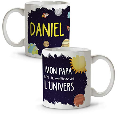 LolaPix Tasse Futur Papa Personnalisée Prénom/Texte. Cadeau Homme Personnalisé. Tasse Personnalisée avec Intérieur Couleur. Tasse Papa en Céramique. #1Papa