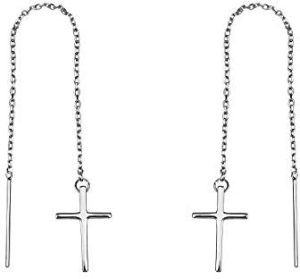 SOFIA MILANI - Damen Ohrringe 925 Silber - Durchzieher mit Kreuz - 20601