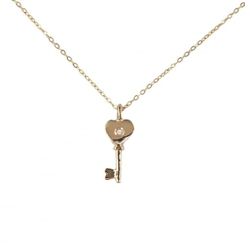 Collier Femme Or Jaune et Diamant - Pendentif Clé d'Amour