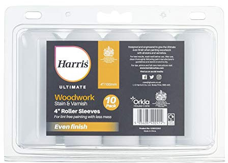 Harris 103022252 Ultimate Woodwork Stain & Varnish Mini Roller Sleeves, 10 Pack, 4