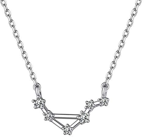 ChicSilver Silber Damen Sternzeichen Waage anhänger sternbild Halskette mit Zirkonia für mädchen