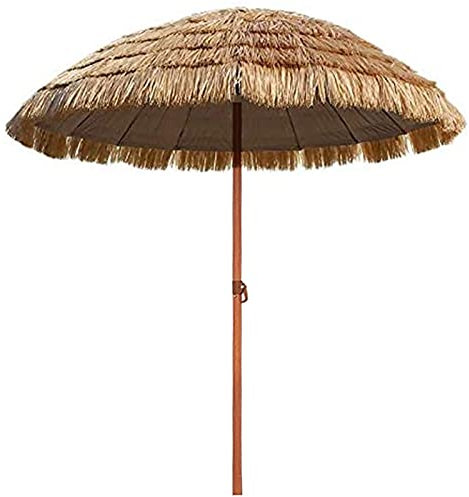 Yclty Sombrilla Brezo Jardin Exterior con Techo De Paja Tiki Sombrilla, Sombrilla Playa Plegable Estilo Hawaiano para Jardín, Parasol para Terraza, Camping, Playa, Redonda Φ145cm / 4.8ft