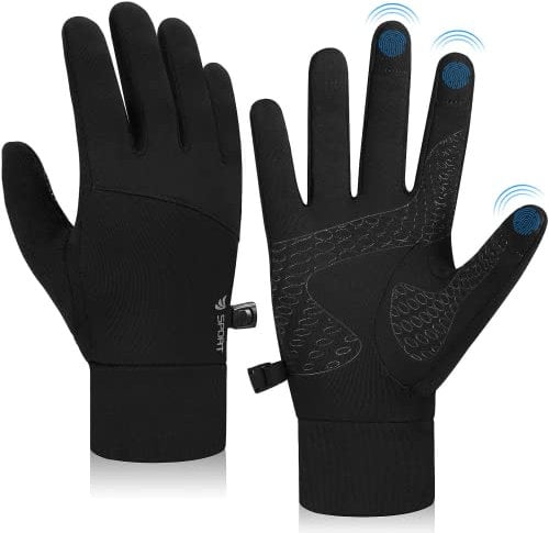 Lapulas Cycling Touch Screen Thin Gloves Anti-Slip Unisex Winter Thermal Lightweight Black Warm Running Outdoor Gloves