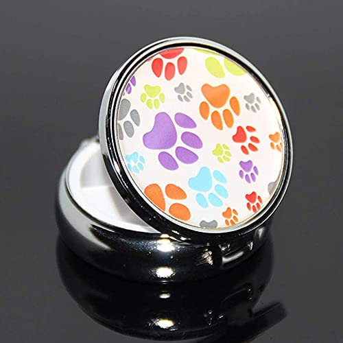 2 tragbare runde Pillendose aus Metall, Mini-Medizinglas, Tablet-Organizer, Behälterhalter – kompakt, 3 Fächer, Phoenix-Schwanzfarbe