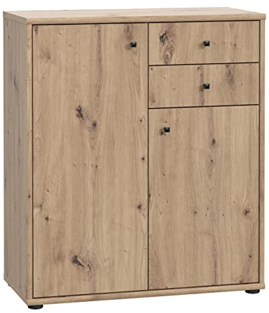 FORTE TEMPRA 2 Kommode mit 2 Türen und 2 Schubladen, Holzwerkstoff, Artisan Eiche Dekor, (B x H x T) 73,7 x 85,5 x 34,8 cm