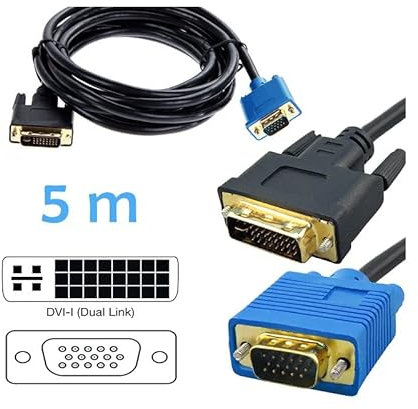 SIMPLETEK – Câble vidéo DVI DVI-I DVI-D mâle vers VGA D-SUB mâle ordinateur écran noir plaqué or pour carte vidéo / PC ordinateur fixe DESKTOP portable MAC PRO BOOK (5)