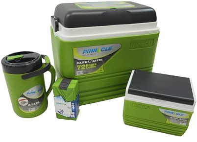 Vango Pinnacle Cool Box 5 Piece Set, Insulated Camping Cooler with Ice Bricks, 2.5L Flask, 4.5L Lunch Box & Cooler Set, 72–100 Hour - Camping, Fishing, Beach, Festival, Picnic
