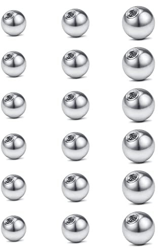 JFORYOU 14G Ersatzkugeln für Piercingschmuck 18-20 Stück Chirurgenstahl Kugeln mit Außengewinde Piercing Ersatzkugeln Industrial Zunge Nippel Nabel Bauchnabel Piercing Kugeln 5MM 6MM 8MM