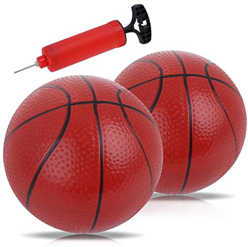 2 Stück Basketbälle Kinder Kleiner Ball Mini Basketbälle Kinder Kleiner Basketball Aufblasbare Miniatur-Basketball Basketball mit Pumpe & Nadel Enthalten für Indoor Outdoor Pool Party-5,5 Zoll
