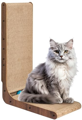 ScratchMe Rascador para Gatos con Pista de Bolas de Juguetes para Gatos, Bola integrada, rascador en Forma de L, Cama de cartón Estable y Duradero, Protector de Muebles, Reversible