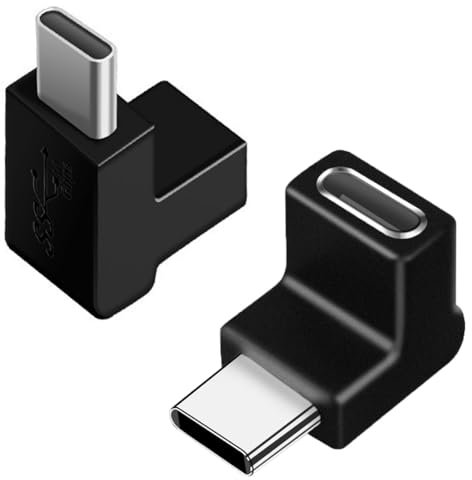 Mepsies Adaptador USB C 90 Grados (2 Unidades), Adaptador de Codo USB-C 3.1 Hembra a Macho, Adaptador USB C de Ángulo Recto Compatible con MacBook Pro, Samsung Galaxy, Teléfonos Tipo-C y Más
