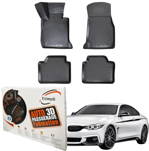 Trimak 3D Fussmatten für BMW 4 Series F32 Coupé | Gummimatten aus TPE Gummi, Passgenau, Wasserdicht, Hoher Rand, Rutschfest, Leicht zu Reinigen