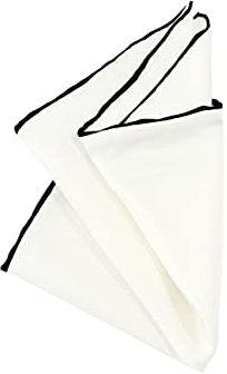 PB Pietro Baldini Einstecktuch aus Seide - Einstecktücher Wollweiss handgerollt mit farblicher Absetzung - Made in Italy - 30 x 30 cm - Wollweiss Schwarz