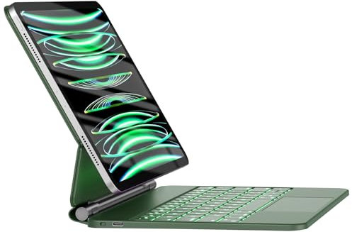 HOU iPad Air 5. und 4. Generation Keyboard Case für iPad Pro 11 Zoll (4. / 3. / 2. / 1) 2022, Magic-Stand Keyboard Case, Trackpad Multi-Touch, GrünQWERTZ Deutsches Layout
