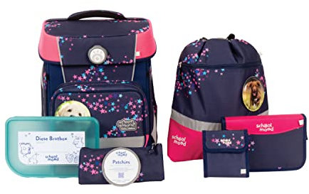 SCHOOL-MOOD - Schulranzen Set Hund, 7-teilig - Hero Maxx Air+ - inkl. Zubehör - ergonomischer Schulranzen Jungen & Mädchen - Schultasche für Kinder in der 1. bis 4. Klasse - Leni (Hund)