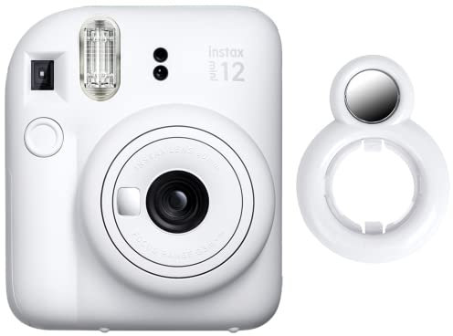 MUZIRI KINOKOO Mini 12 Lentilles Selfie Compatible avec Appareil Photo Instantané Fuji Instax Mini 12 avec Miroir Autoportrait – Blanc