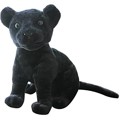 23cm Kuscheltier Schwarzer Panther Stofftier,Sitzen Plüsch Panther Plüschtier Leopard Realistische Schwarzer Panther Kuscheltier Leopard Gefüllte Weiche Plüsch Spielzeug für Kinder Jungen Mädchen