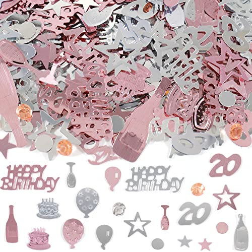 Konfetti 20 Geburtstag Deko,Tischdeko 20 Geburtstag Deko Rosegold,Konfetti Streudeko 20 Geburtstag Frauen,Partydekorationen
