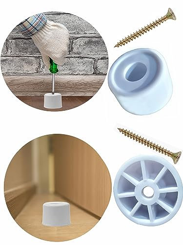 2 Door Stop Rubber Door Stopper Easy to Install Door Handle Stopper Protect Walls Glass and Furniture from Damage Door Slam Stoppers White 2 Door Stops Wedges