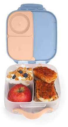 b.box Mini Brotdose für Kinder mit Fächern | Bento Box, 3 Fächer (2 Auslaufsicher) | Lunchbox für Gerichte & Snacks | Platz für Ganzes Obst | BPA-frei