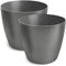 PECZEKO Macetero Mate, macetero de plástico, macetero Decorativo para Plantas Grandes y pequeñas, Juego de 2 maceteros, maceteros, maceteros para Hierbas, (Paquete de 2) Negro, ø 30 cm