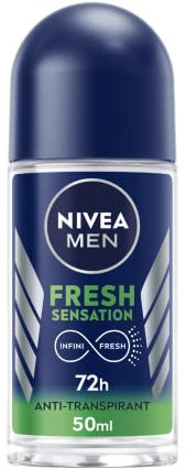 NIVEA MEN Déodorant Bille Fresh Sensation (1 x 50 ML), Déodorant Homme fraîcheur 72 h, Anti-Transpirant parfumé Longue durée à la Formule INFINIFRESH Unique