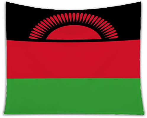 Yelolyio Malawi Nationalflagge Wanddekoration Wandteppich Malawi für Wandkunst Tapisserie Poster Heimdekorationen für Wohnzimmer Schlafzimmer Wohnheim Innendekoration 150 x 230 cm