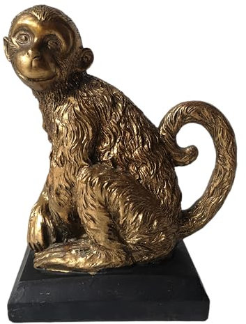 Generisch Buchstütze Deko Figur AFFE Gold Schimpanse Bonobos Dekoobjekt Skulptur Statue 1