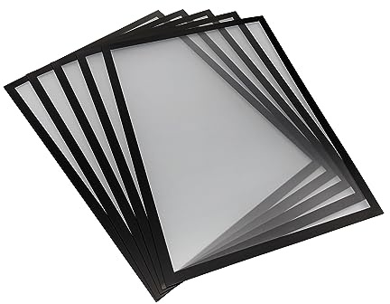Shadow Foam Lot de 5 porte-documents magnétiques (noir, A4) | Cadre d'affichage magnétique réutilisable pour avis, affiches et certificats | Montage mural, porte et surface métallique pour bureaux et
