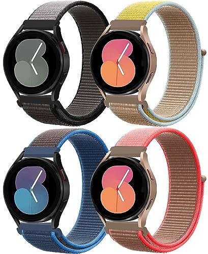Cinturino Nylon per Samsung Galaxy Watch 7/6/5/4/FE 40mm 44mm/Watch 3 41mm/per Amazfit Gts 2 Mini/2/Gtr 4/Bip U Pro/Bip 3 Pro,20mm Cinturini 4PCS Sport per Smartwatch 6 Classic 47mm 43mm/5 Pro 45mm