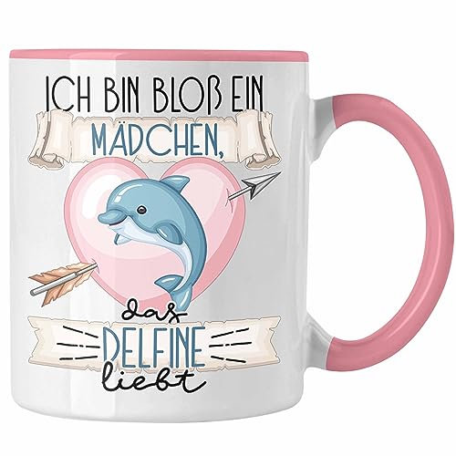 Trendation - Delfine Tasse Geschenk Frauen Ich Bin Bloß Ein Mädchen Das Delfine Liebt Delfine-Liebhaberin Geschenk Spruch Geburtstag (Rosa)