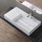 doporro Lavabo Bagno Sospeso Lavabo da Appoggio Rettangolare in Marmo Resina Bianco Lucido, Vasca a Destra 100x48x13 cm con 1 Foro Rubinetto e Piletta Scarico, Colossum12