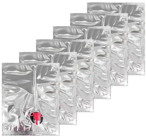 Realand Lot de 6 sacs à vin rechargeables de 3 l avec bec verseur, distributeur de vessie à vin réutilisable étanche à utiliser avec sac à main, pochettes d'alcool, bouteilles secrètes en plastique