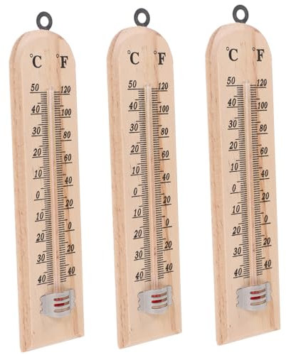 VANZACK 3 Piezas termómetro de madera termómetro exterior colgante para el hogar termómetro de nevera termómetro casero medidor de temperatura preciso interior herramienta Pro