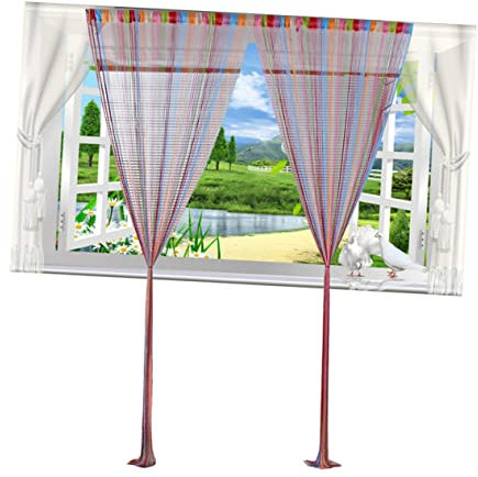 HOOTNEE Bunter Fadenvorhang 100 x 200cm Aus Polyester Dekorativer Tür Und Raumteiler Mehrfarbiger Fadenvorhang Für Wohnzimmer Schlafzimmer Und Partys