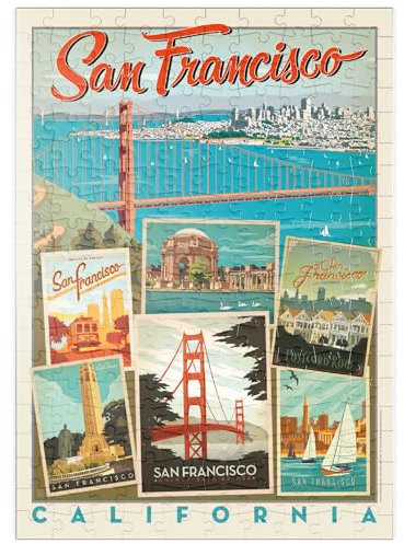 MyPuzzle San Francisco: Multi-Image Collage Print, Vintage Poster - Premium 200 Teile Puzzle - MyPuzzle Sonderkollektion von Anderson Design Group