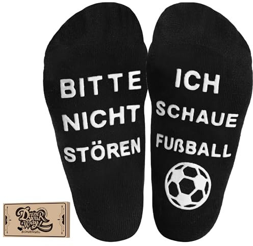 BONANGEL Geschenke Lustige Socken Herren Rutschfest Baumwolle Schwarz Anti-Rutsch 39-46 Fußball Geburtstag für Papa Opa Geschenke für Männer