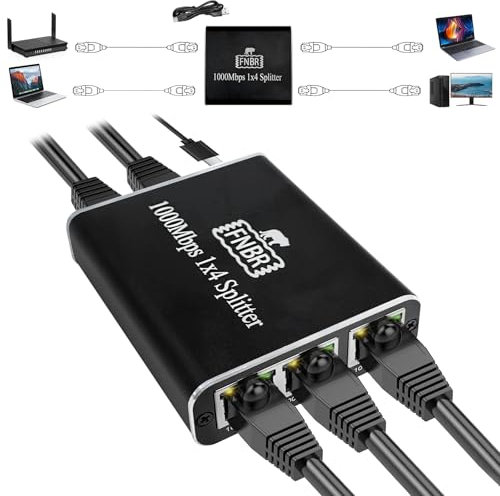 Lan Switch, FNBR Lan Splitter 1 su 4 LAN, splitter Ethernet LAN, switch di rete 1 su 4, switch Lan 4 porte per, router, set-top box, digitale TV, fotocamera Poe 1000 Mbit/s