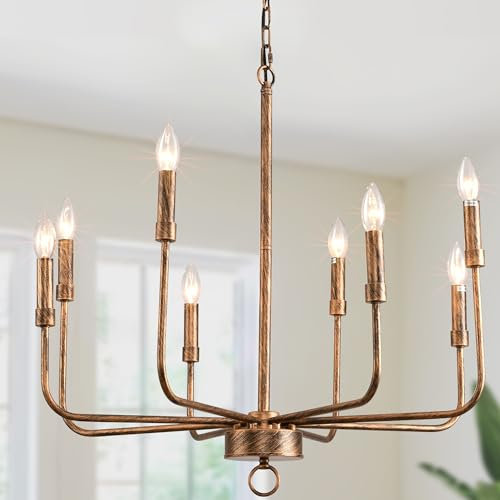 Ganeed Lámpara de techo colgante Mesa de comedor antigua Lámpara de araña colgante Lámpara de 71 cm bronce 8 luces