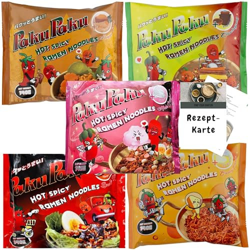 asiafoodland - PakuPaku scharfe Ramen Set (5 x 140g, 5 Sorten Set)