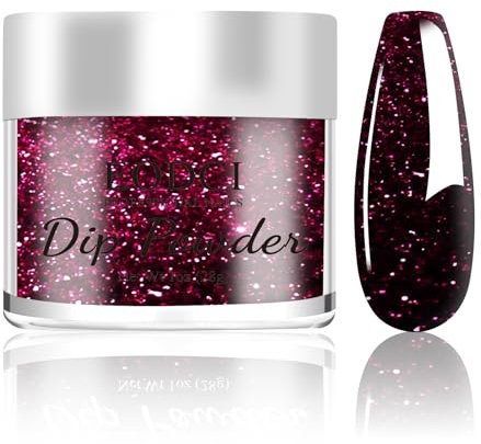 1 Oz/28g Dipping Powder Nails Set, Eodci Dip Pulver Nagel Starter Kit Wine Red Dipping Powder Acryl Nail Puder Glitzer Powder für Nails Art Maniküre DIY Salon