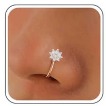 Xmsrn Anneau Nez Cristal Fleur Vintage Manchette Nez Strass Fleur Cz Anneau Nez Africain Cuivre Faux Or Anneau Nez Non Percé Bijoux Pour Femmes Et Filles