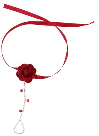 Qsvbeeqj Armband, 4 Farben, übertriebenes Stoffarmband, große Rose, Blumen-Armband, Schmetterlings-Armband, Ringkette, elegant, verstellbar, Schmuck für Damen
