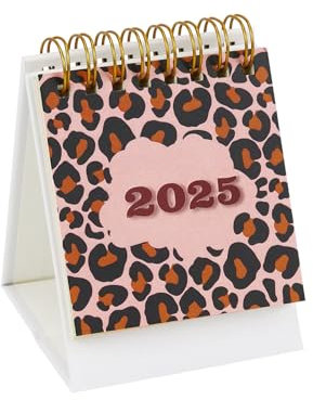 Mini-Tischkalender 2024–2025, Stehpult-Kalender von Juli 2024 bis Dez.2025, 18 Monate, kleiner Tischkalender 2024–2025, Klappkalender für den Schreibtisch (braun)