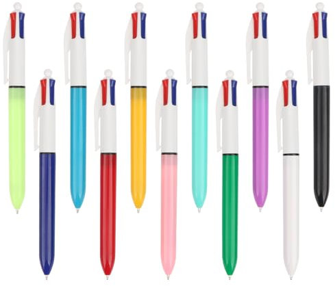 OWill 11 Stück 4 Farben Kugelschreiber, 4 In 1 Kugelschreiber Mehrfarbig 1,0 mm für Büro-Schulbedarf, Schüler, Kinder, Geschenk