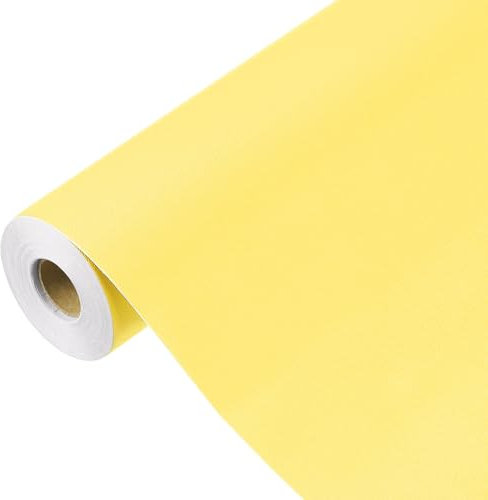 sourcing map Papier peint jaune citron à décoller et à coller, papier peint autocollant en vinyle de couleur unie, décoration murale pour revêtement mural (1498,6 x 40,9 cm), jaune citron