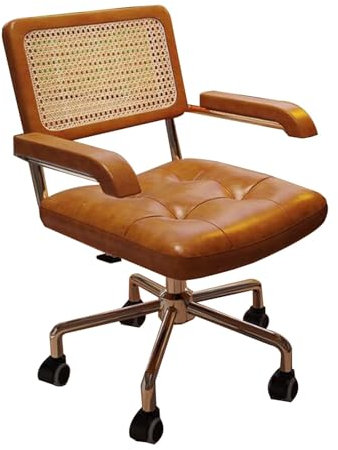 KFHJSNN Computer Stuhl Hause Rattan Retro Büro Stuhl Studie Schlafzimmer Studie Schreibtisch Stuhl Rückenlehne Esszimmer Stuhl Lift Drehstuhl Prosperous