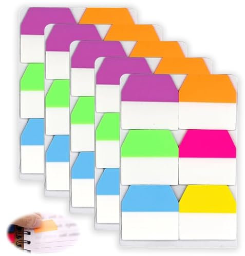 600 Stück Sticky Index Tabs, Farbige Selbstklebende Seitenmarker Highlighter Tabs Transparente Haftnotizen Page Annotation Beschreibbar Etiketten Seite Marker Für Büro Dokumente Bücher Tagebuch Ordner